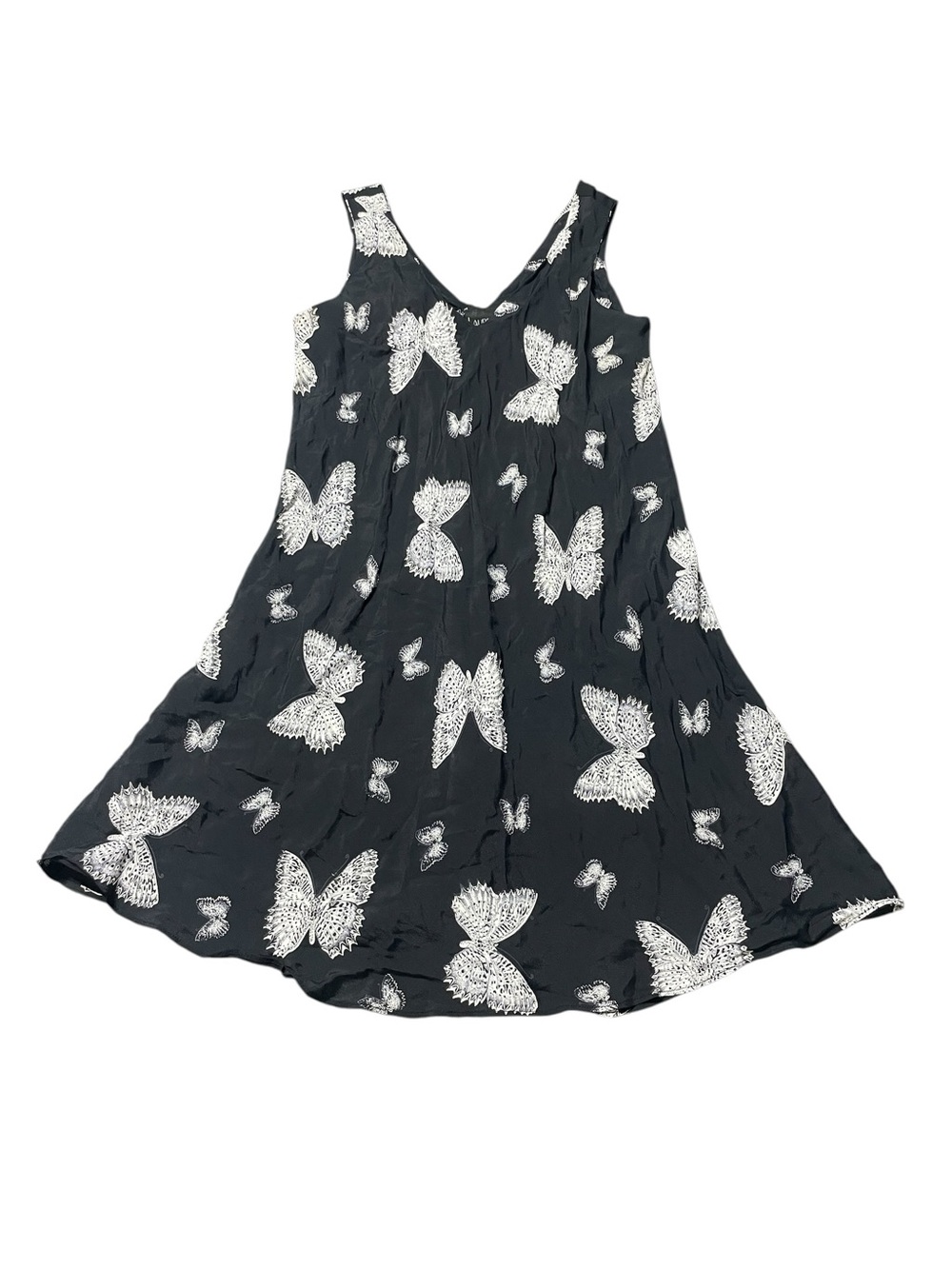 Laureate Butterfly Dress Size S Black White Rayon Tank Mini Dress Whimsigoth VTG